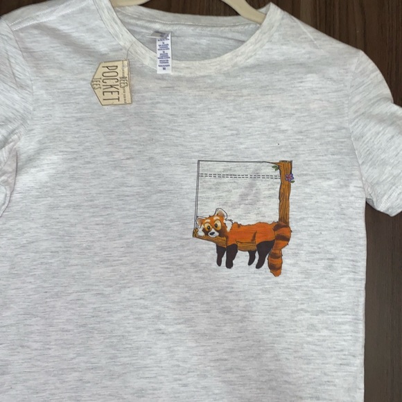 Red Panda Bee’s Faux / Decorative Light Grey Pocket Tee - Picture 3 of 9